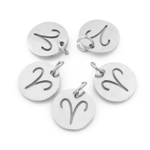 Подвеска, 304 Нержавеющая Сталь, Круглая Плоская, Знак Созвездия/Зодиака Овен, Цвет: Нержавеющая Сталь, Размер: 12х1мм, Отверстие 3мм, (УТ100023764)