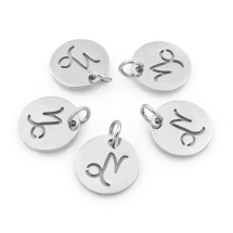 Подвеска 304 Нержавеющая Сталь, Круглая Плоская, Знак Созвездия/Зодиака Козерог, Нержавеющая Сталь, 12х1мм, Отверстие 3мм, (УТ100023780)