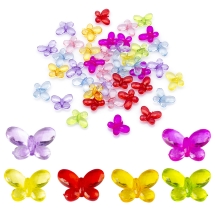 Бусины Акрил Граненые, Прозрачные, Бабочка, Микс, 17x13x5мм, Отверстие 2мм, около 90шт/50г, (УТ100023874)