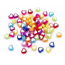 Бусины Акрил Сердце, Прозрачные, Бусина в Бусине, Цвет: Микс, Размер: 7x8x4мм, Отверстие 2мм, около 110шт/25г, (УТ100023890)