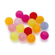 Бусины Акрил Матовые, Прозрачные, Круглые, Морозный стиль, Цвет: Микс, Размер: 14мм, Отверстие 2мм, около 16шт/25г, (УТ100023902)