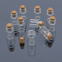 Скляна пляшка для Бісера і Бусин, з Пробкою, Розмір: 22x15мм, Діаметр горлечка: 7мм, Об'єм 5мл, (УТ100023903)