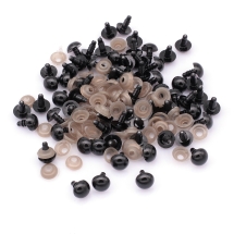 Очки з Фіксатором і штифти, для Іграшок, Круглі, Чорний, 10мм, (УТ100023906)