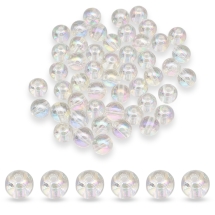 Намистини Акрилові Прозорі Круглі, АВ колір, Безбарвний, 10мм, Отвір 1.8мм, близько 46шт/25г, (УТ100023929)