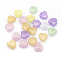 Бусины Акрил, Прозрачные, с Глиттером, Сердце, Цвет: Микс, Размер: 14x14x7мм, Отверстие 1.8мм, (УТ100023944)