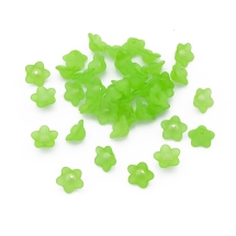 Бусины Акрил Матовые, Прозрачные, Цветок, Цвет: Зеленый, Размер: 13х7мм, Отверстие 1мм, около 90шт/25г, (УТ100023934)