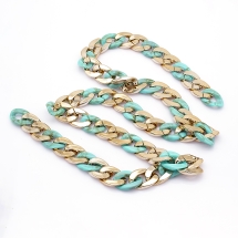 Ланцюг Акрилова ручної роботи, Пластик CCB, Колір: Бірюзовий, Ланка: 29x21x6мм і 30x21x6мм, 1м / нитка, (УТ100023754)