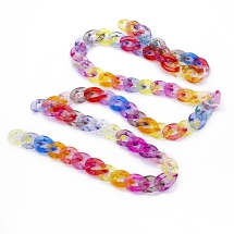Цепь Акриловая Ручной Работы, Прозрачная, Цвет: Разноцветный, Звено: 23x16.7x4.7мм, 1м/нить, (УТ100023755)