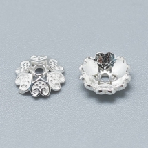 Срібло 925 Шапочки для Намистин Обіймачі Квітка 6 Пелюсток, 8x2мм, Отвір 1.2мм, (УТ100024012)