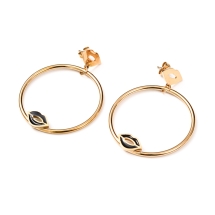 Серьги Пусеты, Нержавеющая Сталь, Кольцо и Губа, Цвет: Золото, Размер: 50.5мм, Штифт 0.7мм, (УТ100024049)