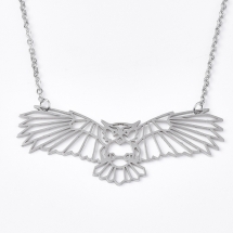 Ожерелье с Кулоном, Нержавеющая Сталь, Сова, Размер: Цепь 46.5см, Кулон: 25x59.5x1мм, (УТ100024054)