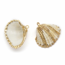 Кулон Морський Перламутр, Мушля, Гальванічне Покриття, Золото, 18-30x19-28x7-10мм, Отвір 1.6мм, (УТ100024073)