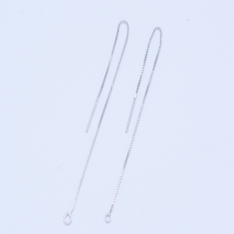 Серебро 925 Родированное Основа под Серьги - Пусеты с Цепочкой, Швензы - Протяжки, 68-70х0.65мм, Отверстие 1-2мм, (УТ100024080)