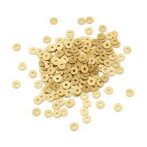 Пайетки, Круглые, Матовые, с Блестками, Цвет: Золото, Размер: 4мм, около 1500шт/10г, (УТ100024271)