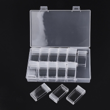 Контейнер с Коробочками для Бисера, Пластик, Размер: 50x27x12мм, Контейнер 17.8x10.8x3см, Отверстие 9х10мм, 24шт/контейнер, (УТ100024344)