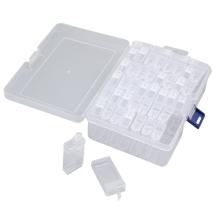 Контейнер с Коробочками для Бисера и Страз Пластиковый, 50x27x12мм, Контейнер 17.8x11.7x5.7см, 44шт/контейнер, (УТ100024345)