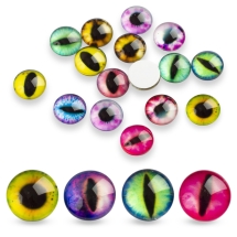Кабошоны Глазки Дракона Стеклянные Круглые, Микс, 12х4мм, (УТ100024410)