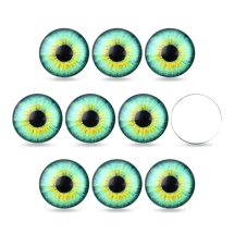 Кабошоны Глаз Стеклянные, без Клеевой Основы, Круглые, Светло-зеленый, 10x3.5мм, (УТ100024432)