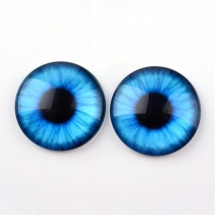 Кабошоны Глаз Стеклянные, Круглые, Цвет: Сине-голубой, Размер: 10x3.5мм, (УТ100024433)