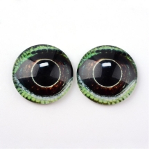 Кабошоны Глаз Стеклянные, Круглые, Цвет: Коричнево-зеленый, Размер: 10x3.5мм, (УТ100024434)