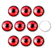 Кабошоны Глаз Стеклянные, Круглые, Красный, 10x3.5мм, (УТ100024435)