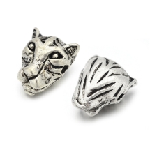 Бусины Голова Леопарда, Сплав, Цвет: Античное Серебро, Размер: 12x14x8.5мм, Отв-тие 2мм, (УТ100024563)