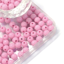 Бусины Акриловые Круглые, Цвет: Розовый, Размер: 6x5.5мм, Отверстие: 2мм, около 430шт/50г, (УТ100024776)