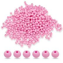 Бусины Акриловые Круглые, Цвет: Ярко-Розовый, Размер: 6x5.5мм, Отверстие: 2мм, 430шт/50г, (УТ100024779)
