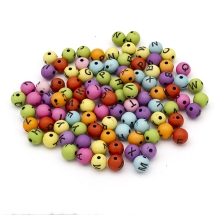 Бусины Акрил Буквы, Крафт Стиль, Круглые, Цвет: Микс, Размер: 7-8мм, Отверстие 1.5мм, около 180шт/50г, (УТ100024793)