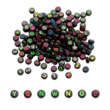 Бусины Акрил Буквы, Крафт Стиль, Цвет: Микс, Размер: 6-7х3.5-4мм, Отверстие 2мм, около 175шт/25г, (УТ100024796)