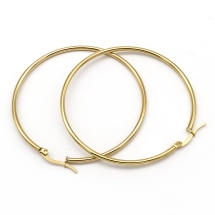 Серьги-кольца, Нержавеющая Сталь, Форма Кольца, Цвет: Золото, Размер: 54x2мм, Штифт: 1х0.7мм, (УТ100024795)