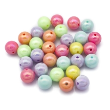 Бусины Акрил АВ-цвет, Непрозрачные, Круглые, Цвет: Микс, Размер: 14х13мм, Отверстие 2.5мм, около 32шт/50г, (УТ100024806)