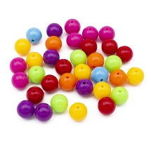 Бусины Акриловые Круглые, Цвет: Микс, Размер: 14мм, Отверстие 2мм, около 31шт/50г, (УТ100024810)