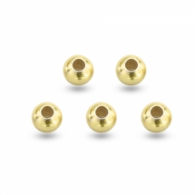 Srebro 925 Koraliki Okrągły, Pozłacane 24K, 3mm, Otwór 1mm, 5szt (13WB24772)