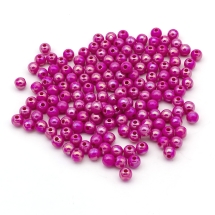 Бусины Акрил АВ-цвет, Непрозрачные, Круглые, Цвет: Темно-Розовый, Размер: 6мм, Отверстие 1.5мм, около 200шт/25г, (УТ100024825)