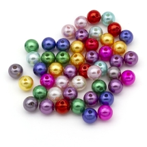 Жемчуг Бусины Акриловые, Глянцевые, Круглые, Цвет: Микс, Размер: 10мм, Отв-тие 2мм, около 50шт/25г, (УТ100024844)