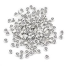 Бусины Акрил Крафт Стиль, Круглые Плоские с Сердцем, Цвет: Белый, Размер: 7х3.5мм, Отверстие 1.5мм, около 200шт/25г, (УТ100024871)