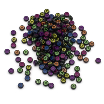 Бусины Акрил Крафт Стиль, Круглые Плоские с Сердцем, Цвет: Микс, Размер: 7х3.5мм, Отверстие 1.5мм, около 200шт/25, (УТ100024872)