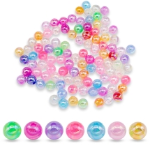Бусины Пластиковые Круглые с Радужным Покрытием Прозрачные, Микс, 8мм, Отверстие 1.8мм, около 100шт/25г, (УТ100024876)
