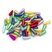 Перли Намистини Пластикові ABS, Глянцеві, Крапля, Колір: Мікс, Розмір: 18х7мм, Отвір: 1мм, близько 60шт/25г, (УТ100024886)