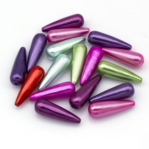 Жемчуг Бусины Пластиковые ABS, Глянцевые, Капля, Цвет: Микс, Размер: 30х10мм, Отв-тие: 1.5мм, около 17шт/25г, (УТ100024887)