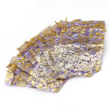 Подарочный Мешочек из Органзы Рисунок Цветы Прозрачный, Лиловый, 15x10см, (УТ100024933)