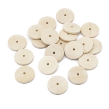 Бусины Деревянные Неокрашенные, Круглые Плоские, Цвет: Бежевый, Размер: 23х4мм, Отв 2мм, (УТ100024945)