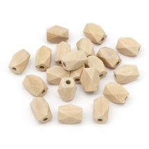 Намистини Дерев'яні Бочонок, Гранені, Колір: Бежевий, Розмір: 16х10х10мм, Отвір 2.5-3мм, (УТ100024968)