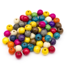 Намистини Дерев'яні Пофарбовані Круглі, Мікс, 16х15мм, Отвір 4мм, близько 80шт/100г, (УТ100024985)