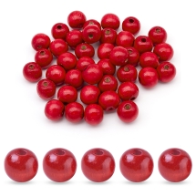 Намистини Дерев'яні Круглі, Червоні, 20х18мм, Отвір 4.5мм, близько 40шт/100г, (УТ100024987)
