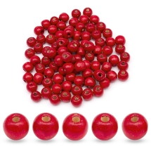 Бусины Деревянные Круглые, Красный, 12х11мм, Отверстие 4мм, около 90шт/50г, (УТ100024988)