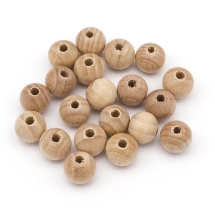 Бусины Деревянные из Натурального Бука, Круглые, Необработанные, Неокрашенные, 13.5-14мм, Отв-тие 3мм, (УТ100025004)