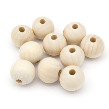 Бусины Дерево Круглые, Цвет: Белый, Размер: 25мм, Отв-тие 6-7мм, (УТ100025014)