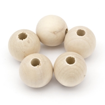 Бусины Дерево Круглые, Цвет: Белый, Размер: 33-35х33мм, Отв-тие 10мм, (УТ100025020)